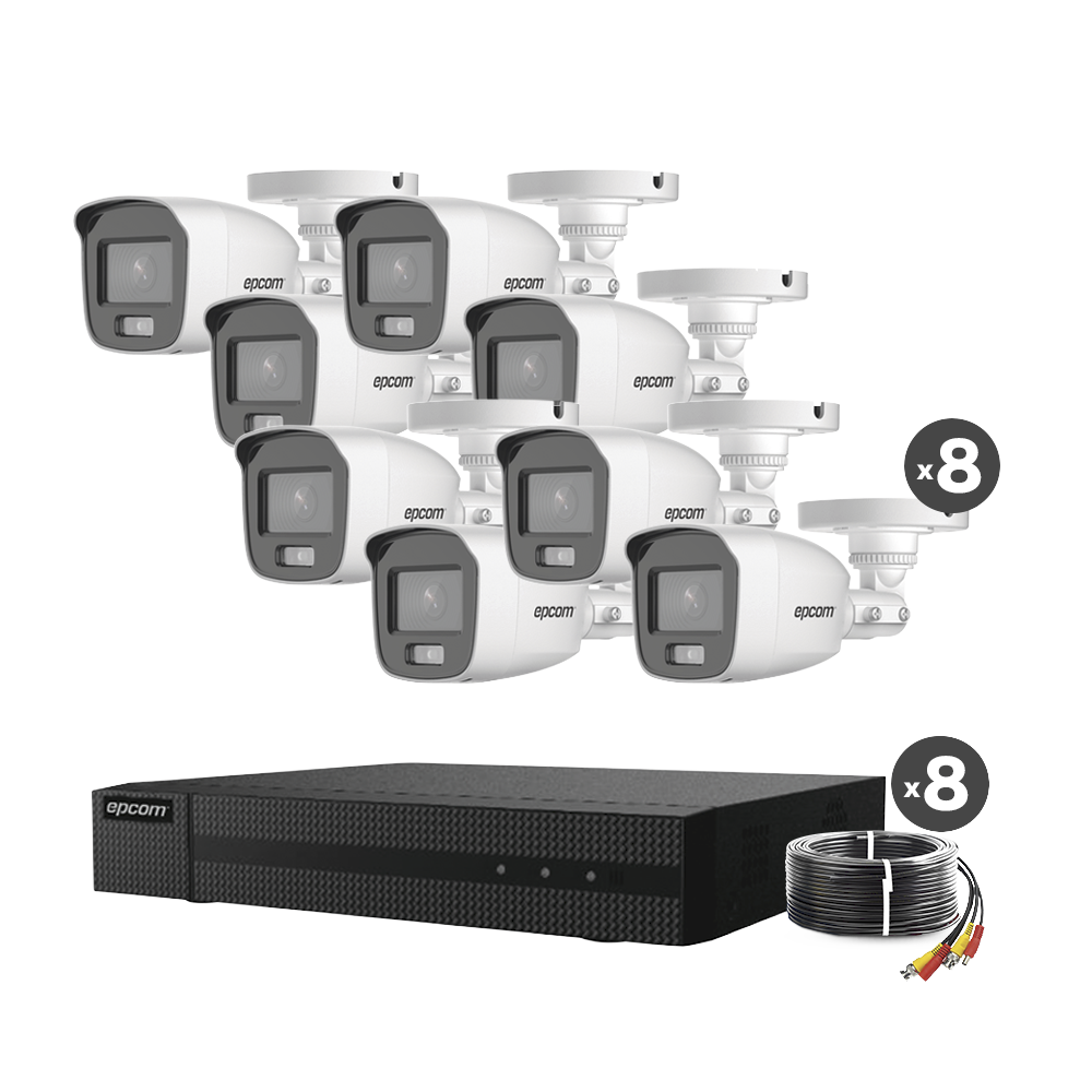 Kit TurboHD 1080p / DVR 8 Canales / 8 Cámaras Bala ColorVu con Microfono
