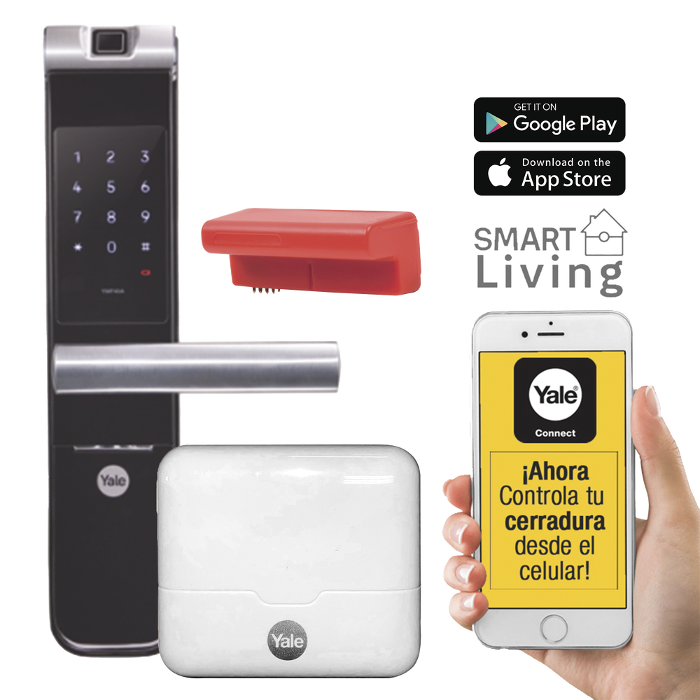 Kit Cerradura con manija YMF40A y HUB, Apertura por, Código, Biometría y apertura por SMARTPHONE