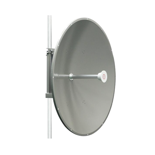 Antena direccional de 4 ft, 5.1 a 7.1 GHz, Ganancia 36 dBi, Conectores RP-SMA Hembra, Polarización doble, incluye montaje para torre o mástil